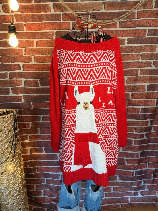 Holiday Time Sweaters - 👚 Ugly - but cute - Lama Christmas Sweater — Sz L (12-14) / F